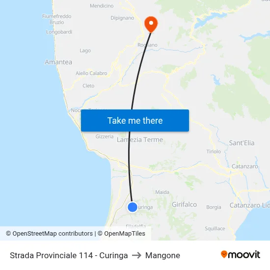 Strada Provinciale 114 - Curinga to Mangone map