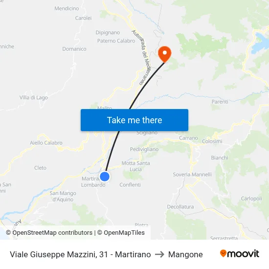 Giuseppe Mazzini Avenue, 31 - Martirano to Mangone map