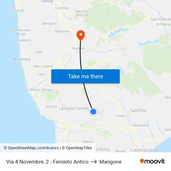 Via 4 Novembre, 2 - Feroleto Antico to Mangone map