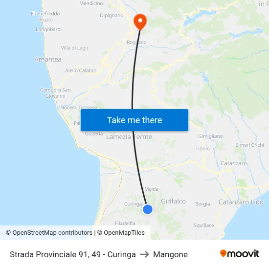 Provincial Road 91, 49 - Curinga to Mangone map