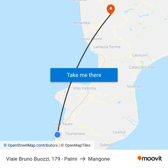 Bruno Buozzi Avenue, 179 - Palmi to Mangone map
