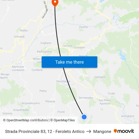 Provincial Road 83, 12 - Feroleto Antico to Mangone map