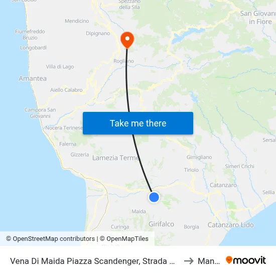 Vena Di Maida Scandenger Square, Provincial Road 88, 3 - Maida to Mangone map