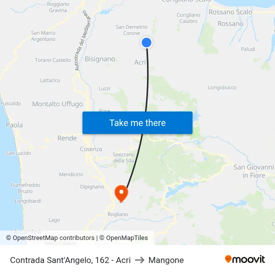 Sant'Angelo District, 162 - Acri to Mangone map