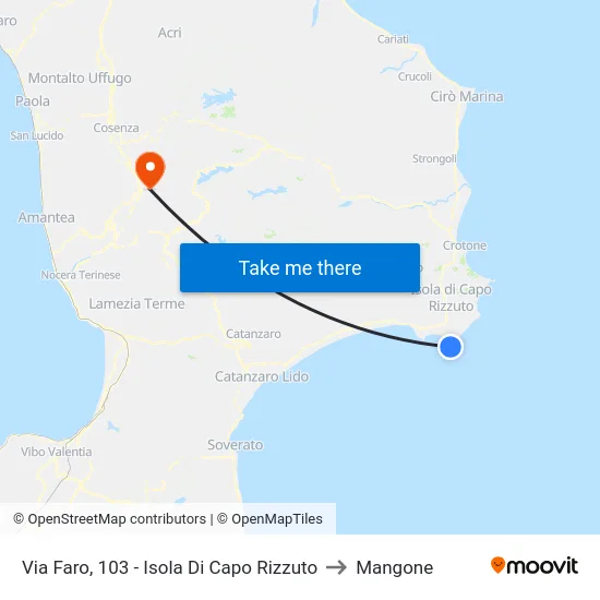 Via Faro, 103 - Isola Di Capo Rizzuto to Mangone map