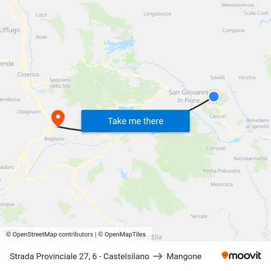 Strada Provinciale 27, 6 - Castelsilano to Mangone map