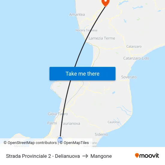 Strada Provinciale 2 - Delianuova to Mangone map