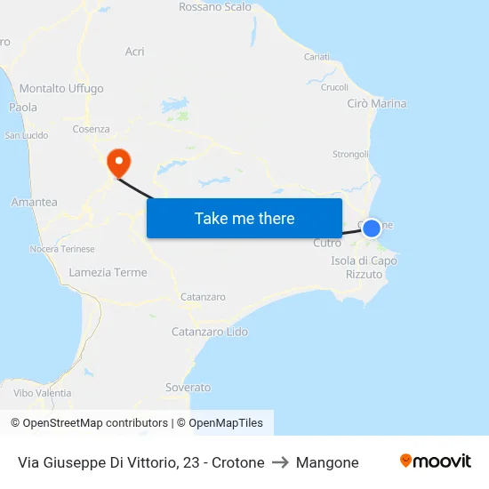 Giuseppe Di Vittorio Street, 23 - Crotone to Mangone map