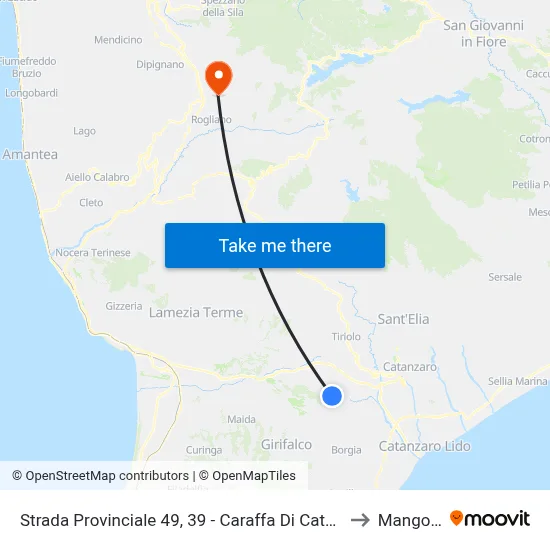 Provincial Road 49, 39 - Caraffa Di Catanzaro to Mangone map