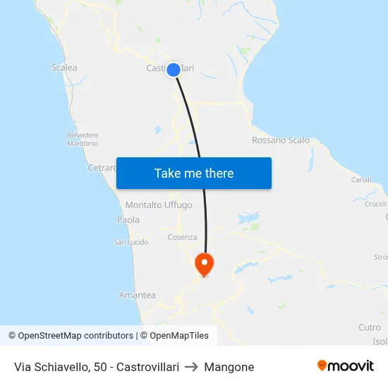 Via Schiavello, 50 - Castrovillari to Mangone map