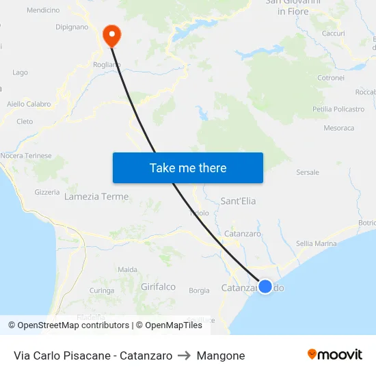 Carlo Pisacane Street - Catanzaro to Mangone map