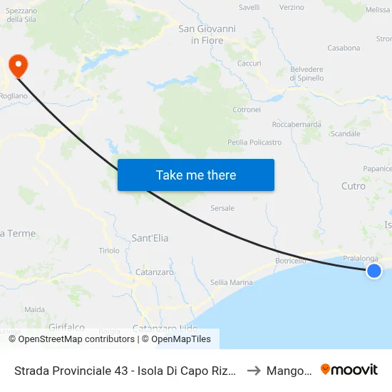 Strada Provinciale 43 - Isola Di Capo Rizzuto to Mangone map