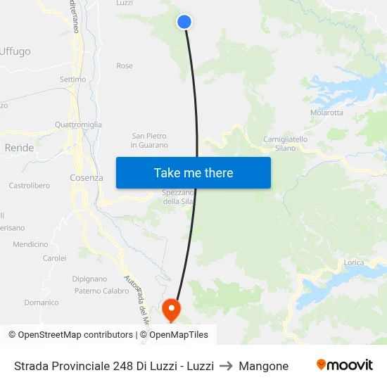Provincial Road 248 of Luzzi - Luzzi to Mangone map