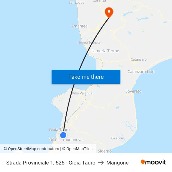 Provincial Road 1, 525 - Gioia Tauro to Mangone map