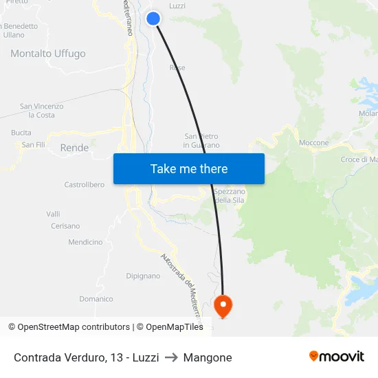 Contrada Verduro, 13 - Luzzi to Mangone map