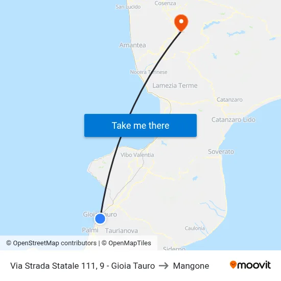 State Road 111, 9 - Gioia Tauro to Mangone map