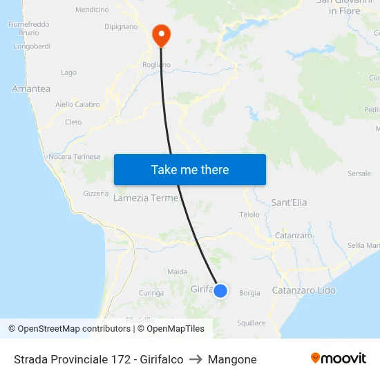 Provincial Road 172 - Girifalco to Mangone map