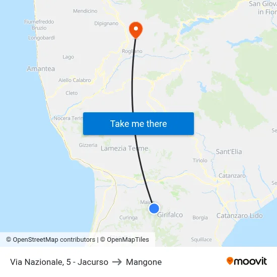 National Street, 5 - Jacurso to Mangone map