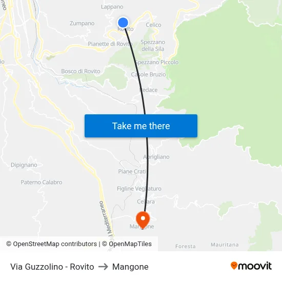 Guzzolino Street - Rovito to Mangone map