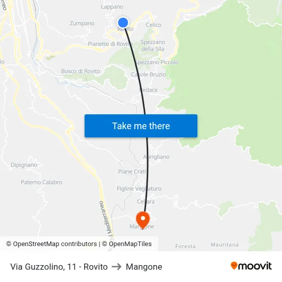 Guzzolino Street, 11 - Rovito to Mangone map