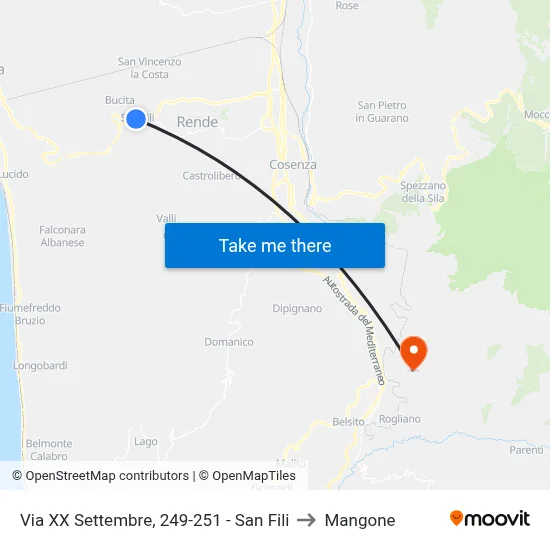 September 20th Street, 249-251 - San Fili to Mangone map