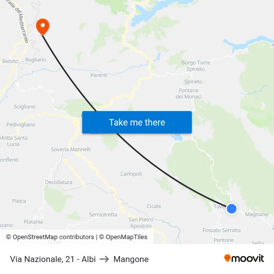 National Street, 21 - Albi to Mangone map