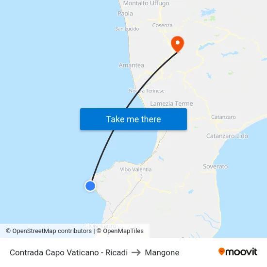 Contrada Capo Vaticano - Ricadi to Mangone map