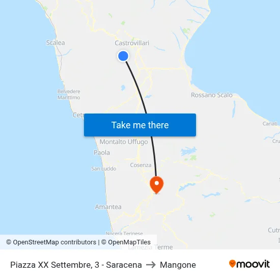 Piazza XX Settembre, 3 - Saracena to Mangone map