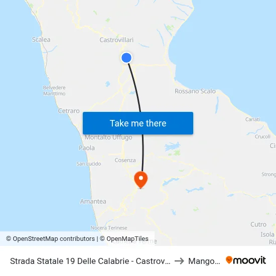Strada Statale 19 Delle Calabrie - Castrovillari to Mangone map