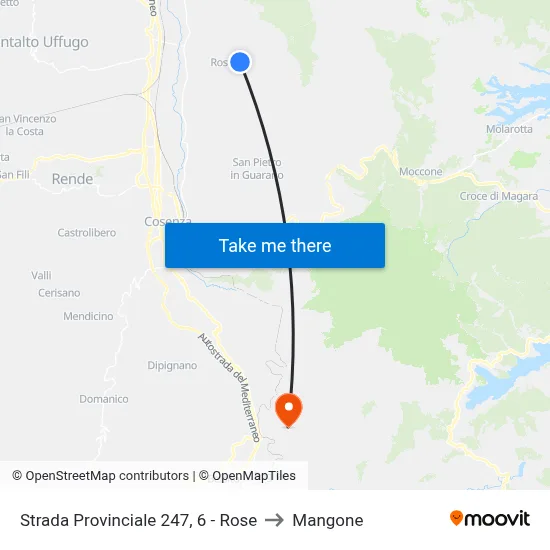Provincial Road 247, 6 - Rose to Mangone map