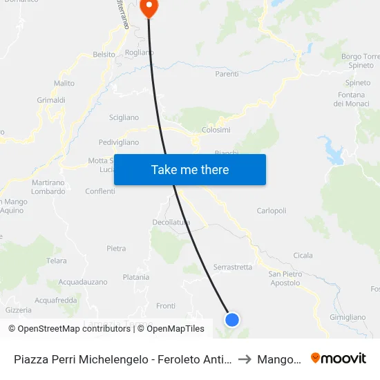 Piazza  Perri Michelengelo - Feroleto Antico to Mangone map