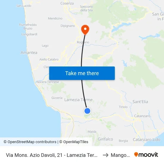 Via  Mons. Azio Davoli, 21 - Lamezia Terme to Mangone map