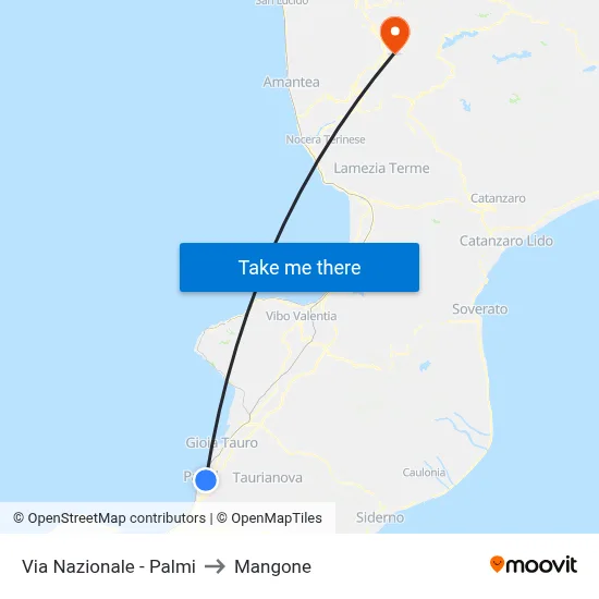 National Road - Palmi to Mangone map