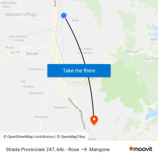 Strada Provinciale 247, 64c - Rose to Mangone map