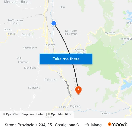 Provincial Road 234, 25 - Castiglione Cosentino to Mangone map