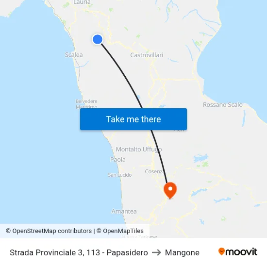 Strada Provinciale 3, 113 - Papasidero to Mangone map