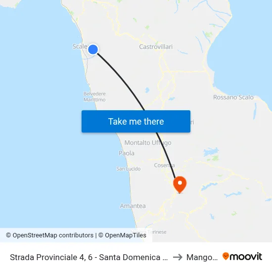 Provincial Road 4, 6 - Santa Domenica Talao to Mangone map