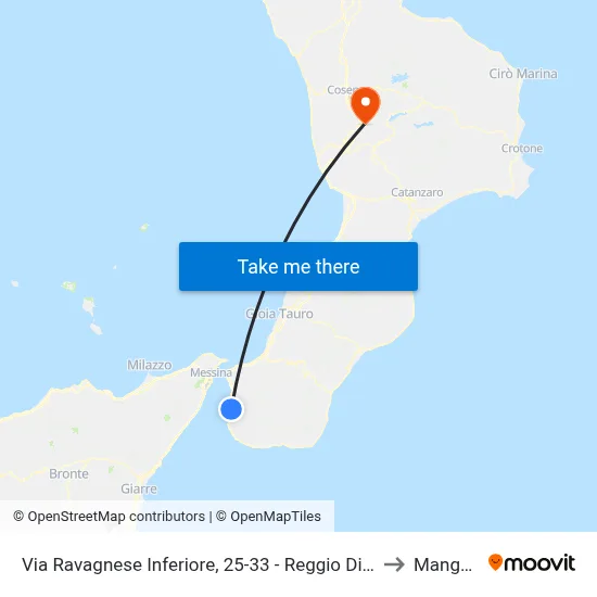 Lower Ravagnese Street, 25-33 - Reggio Calabria to Mangone map