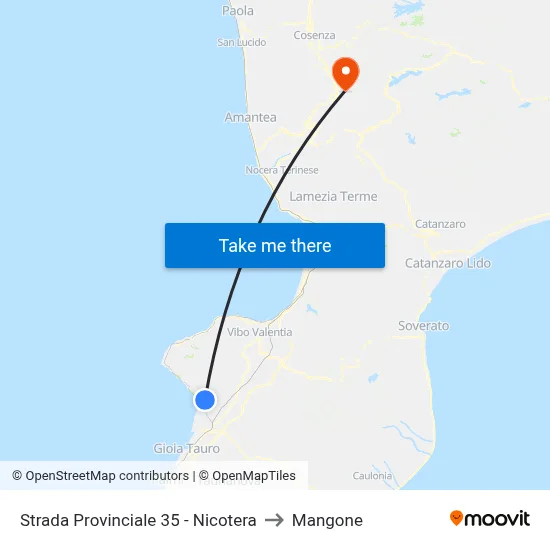 Strada Provinciale 35 - Nicotera to Mangone map
