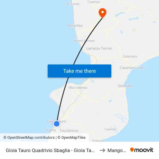 Gioia Tauro Quadrivio Sbaglia - Gioia Tauro to Mangone map