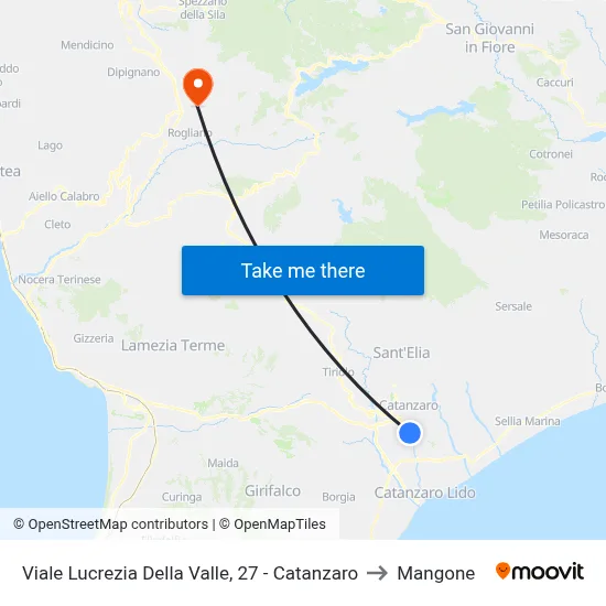 Viale Lucrezia Della Valle, 27 - Catanzaro to Mangone map