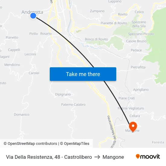 Resistance Street, 48 - Castrolibero to Mangone map