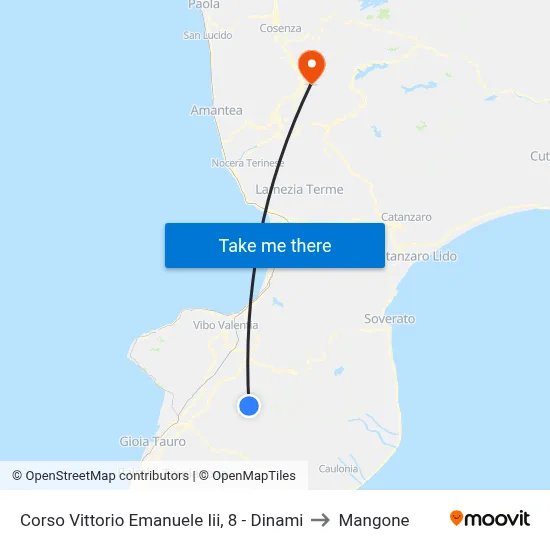 8 Vittorio Emanuele III Course - Dinami to Mangone map