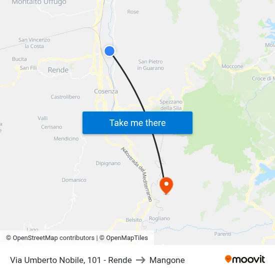 Umberto Nobile Street, 101 - Rende to Mangone map