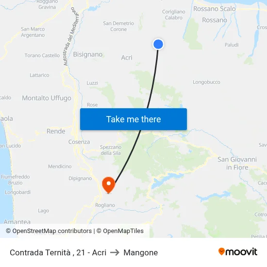 Ternità District, 21 - Acri to Mangone map