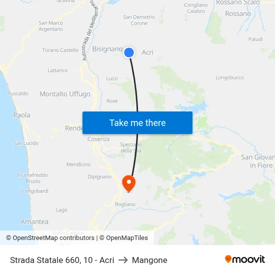 State Road 660, 10 - Acri to Mangone map
