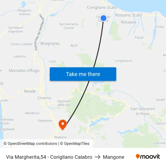 Via Margherita 54 - Corigliano Calabro to Mangone map