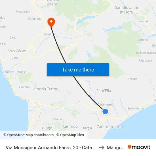Monsignor Armando Fares Street, 20 - Catanzaro to Mangone map