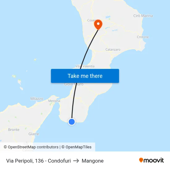 Via Peripoli, 136 - Condofuri to Mangone map