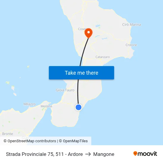511 Provincial Road 75 - Ardore to Mangone map